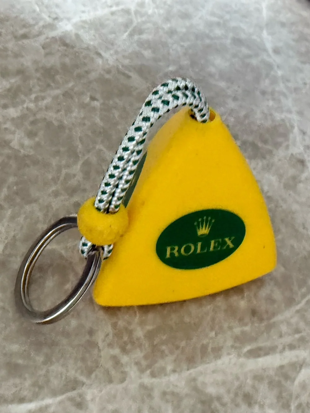 Rolex Yellow Rubber Promotional Keychain Green Logo Dealer Advertising Key Ring